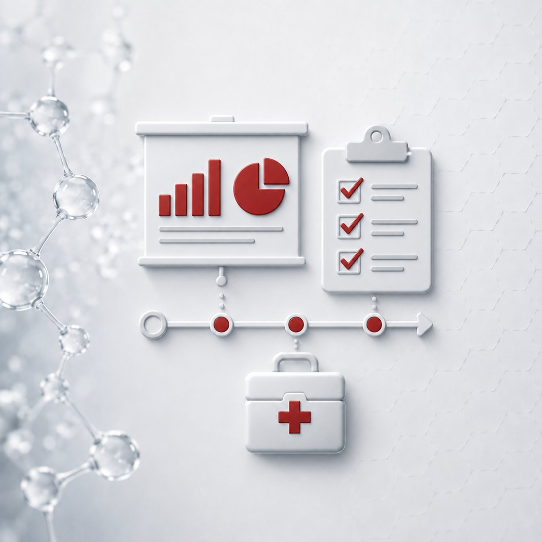 Symbolgrafik: Diagramm, Checkliste und Zeitstrahl